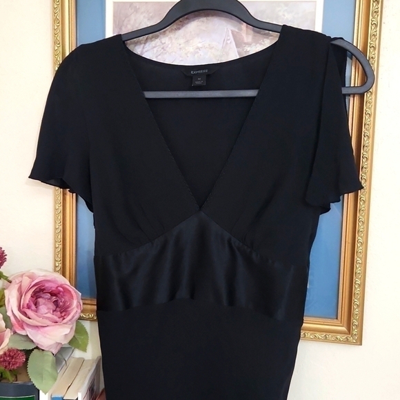 Sexy Y2K 100%Silk Black Waist Defined Size Medium Sexy Flirty Feminine Whimsical - Picture 1 of 12